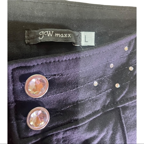 Retro stretchy black bell bottom pants size Large with Rhinestones - Picture 7 of 7